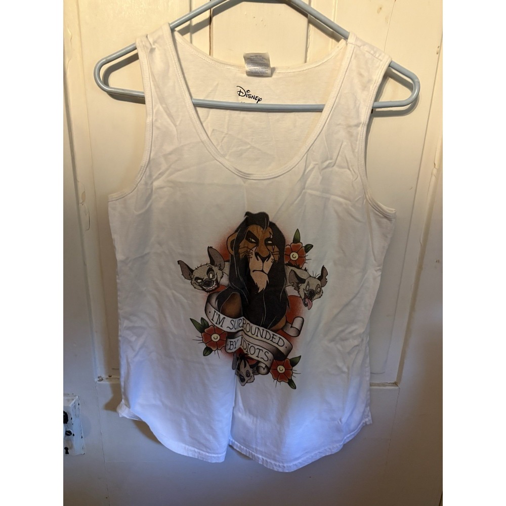 Disney Lion Headdress Graphic Tank Top Women's Medium White‎ Sleeveless